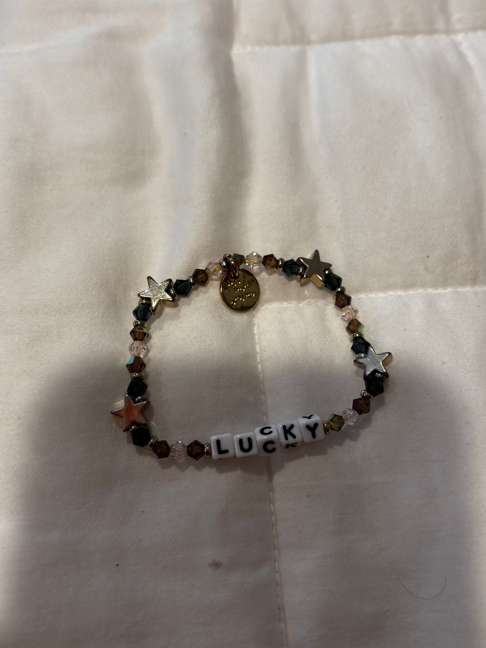 Lucky beaded bracelet with star charms little words project size XS